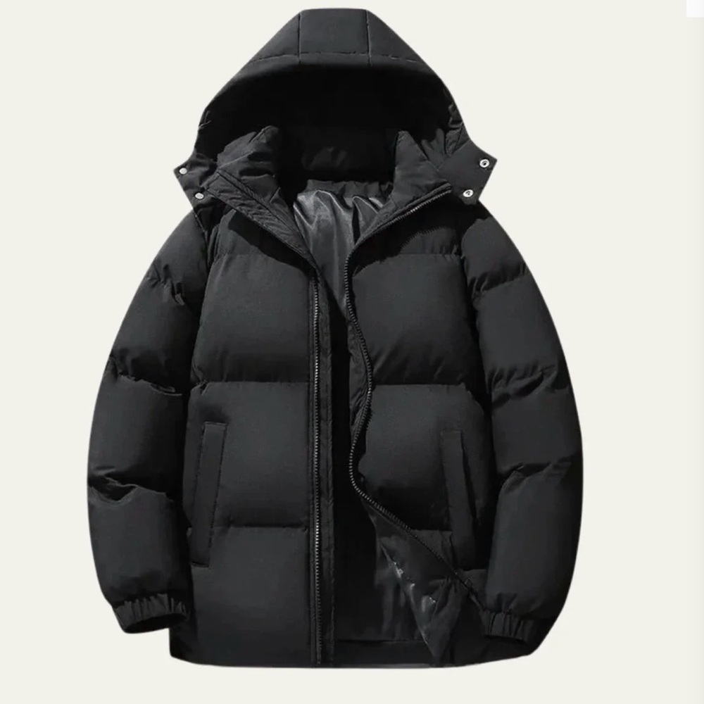Men's Black Hooded Puffer Jacket